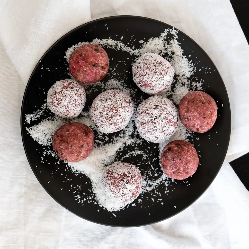 Raspberry Coconut Bliss Balls