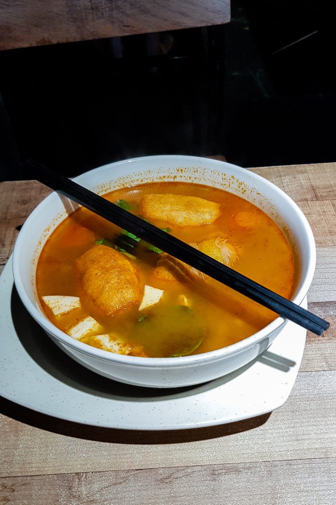 noodle soup at vegan delights