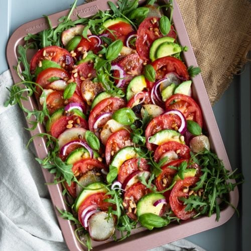 Tomato Avo Peach Salad