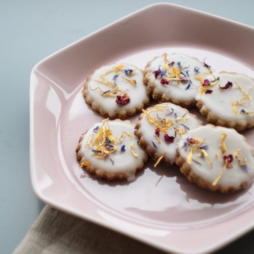 orange almond xmas cookies on plate