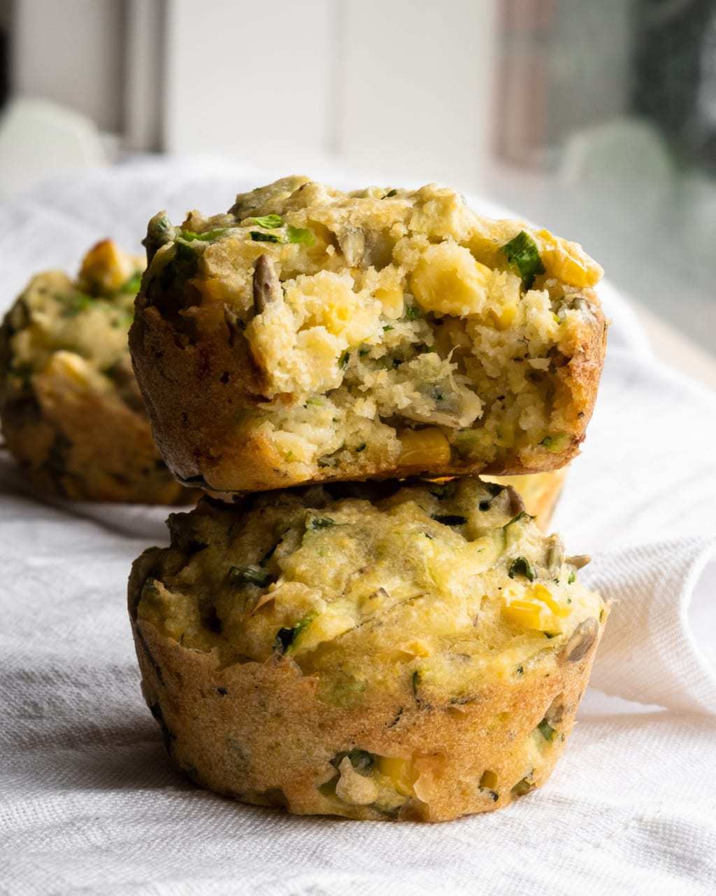 zucchini and polenta breakfast muffin bite