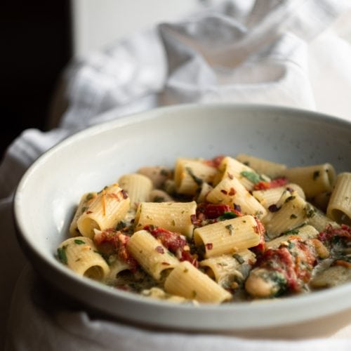 white bean pasta close up