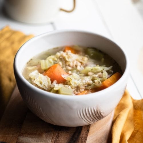 Vegetable and Barley Soup from the side