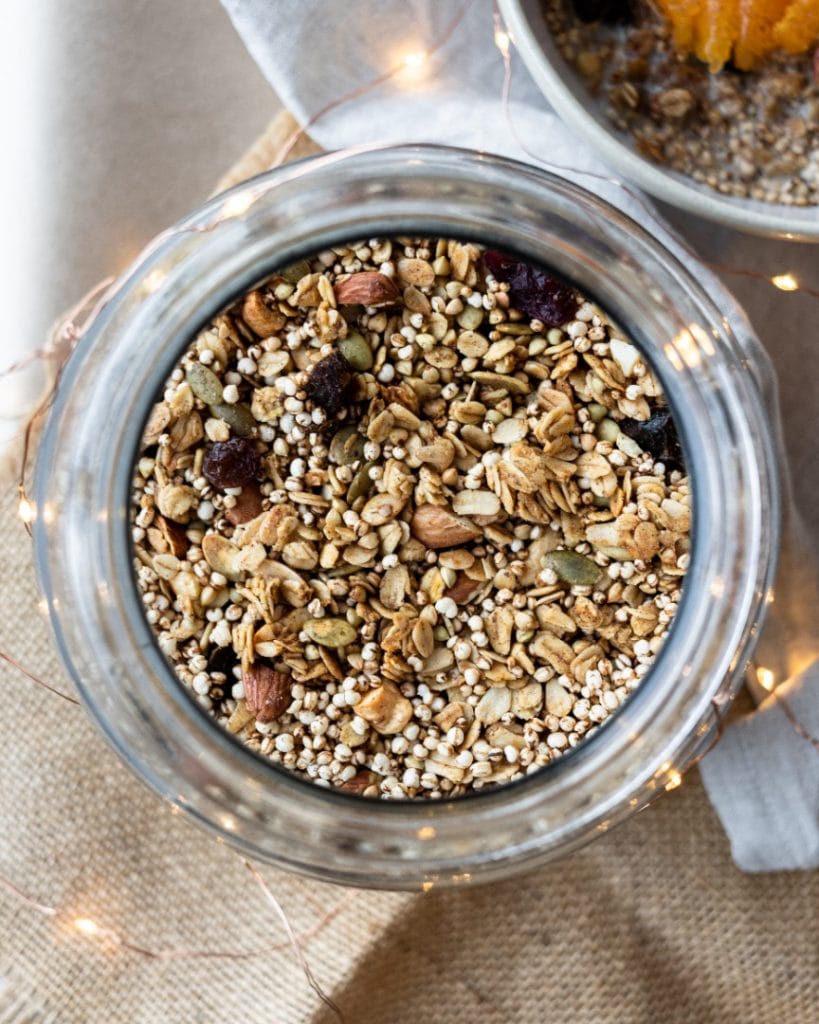 Christmas Fruit and Nut Granola in jar