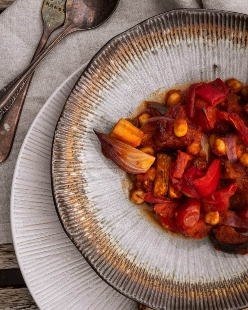 easy eggplant tray bake tagine close up