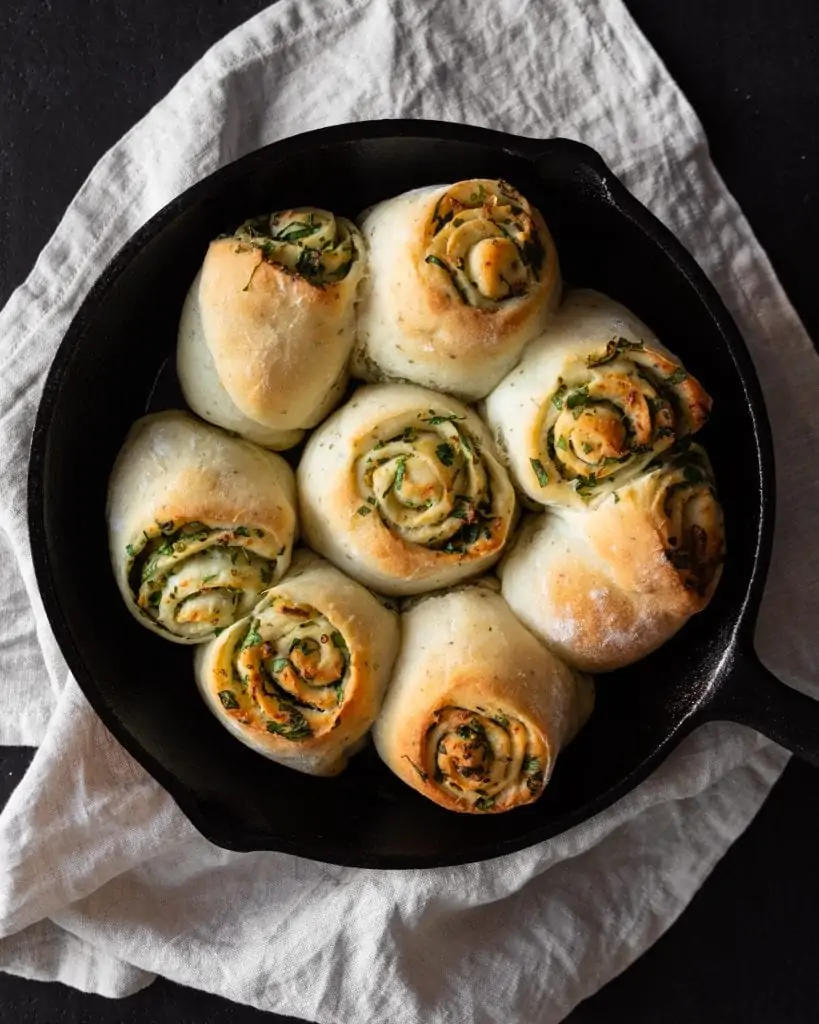 garlic bread scrolls from above