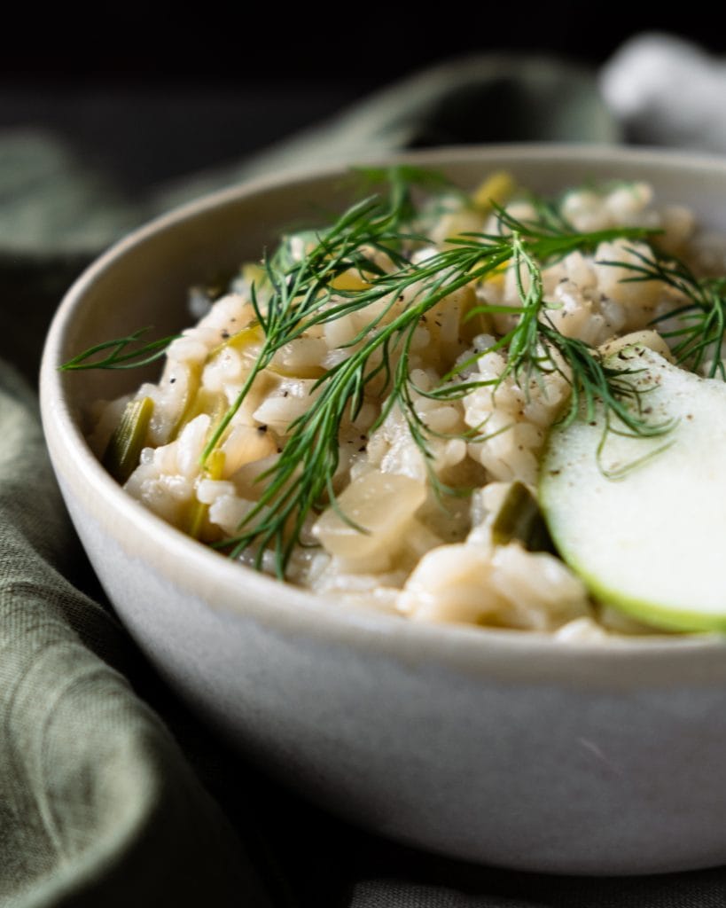 apple fennel risotto close up