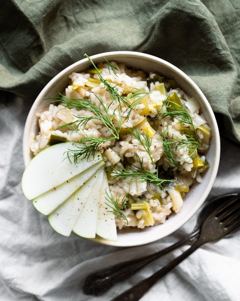 apple fennel risotto from above
