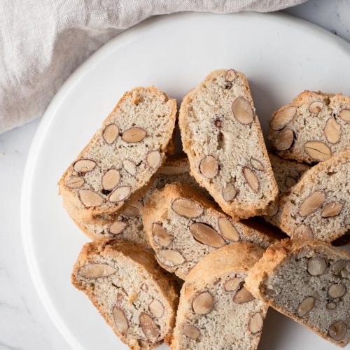 almond biscotti from above close up