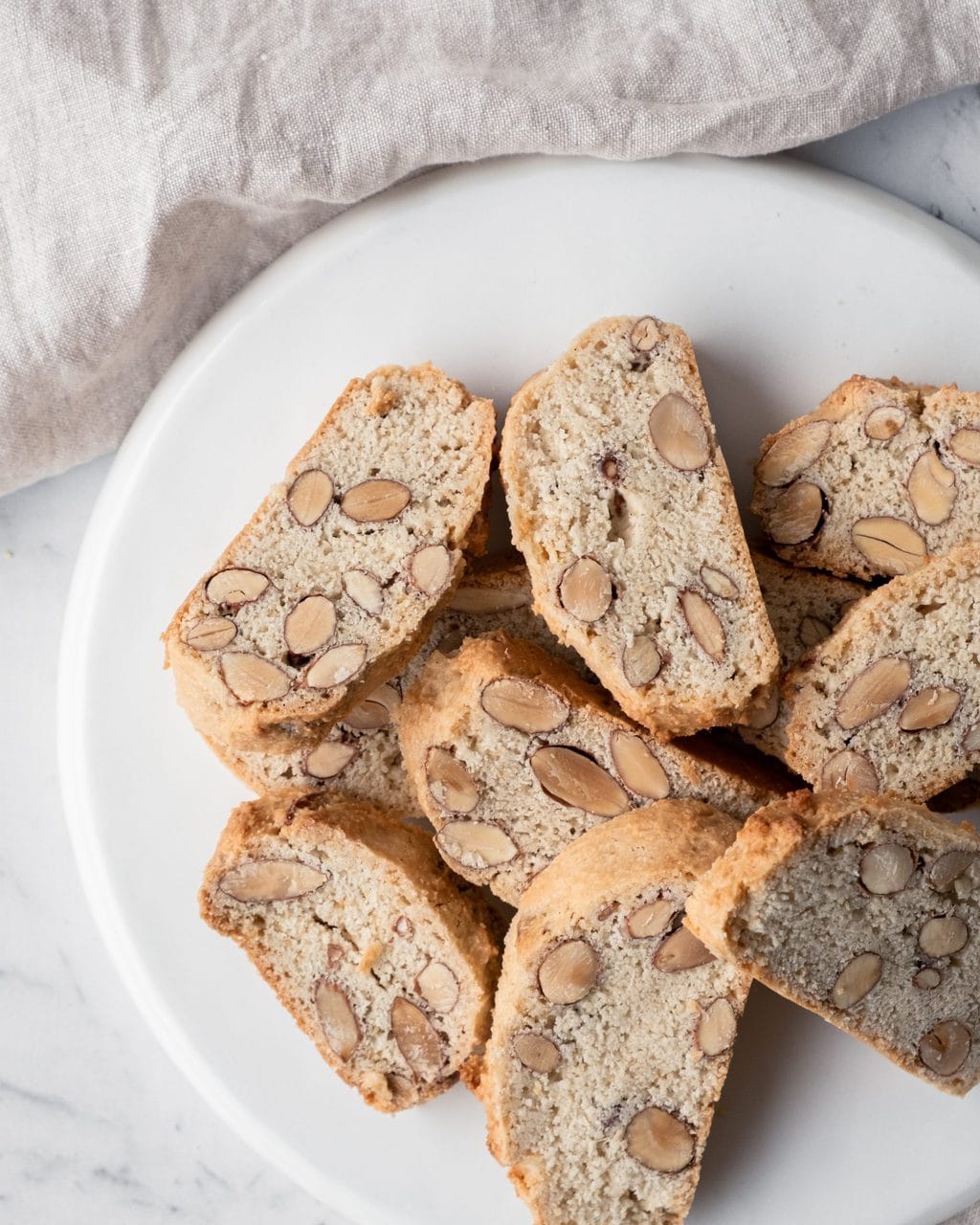 almond biscotti from above close up