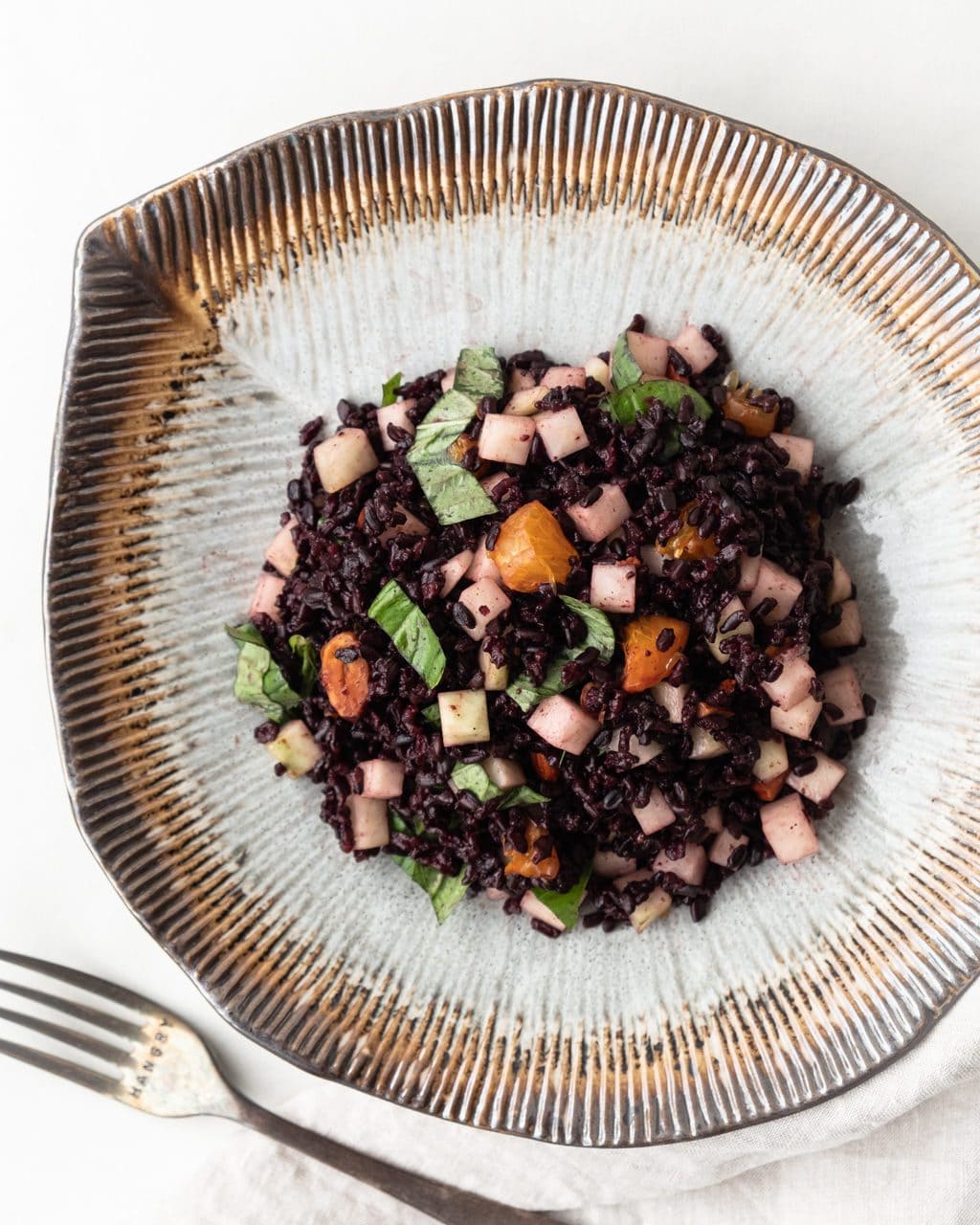black rice salad from above closer