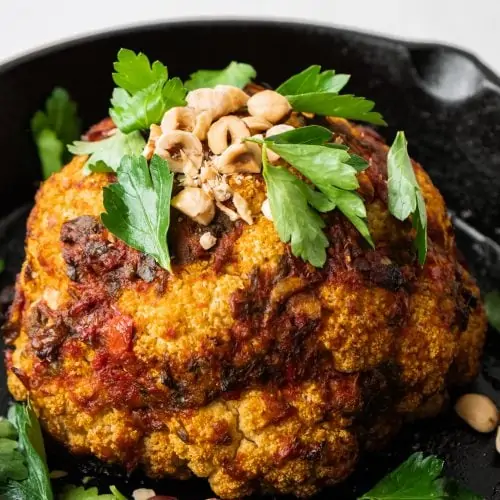 whole roasted cauliflower 45 angle