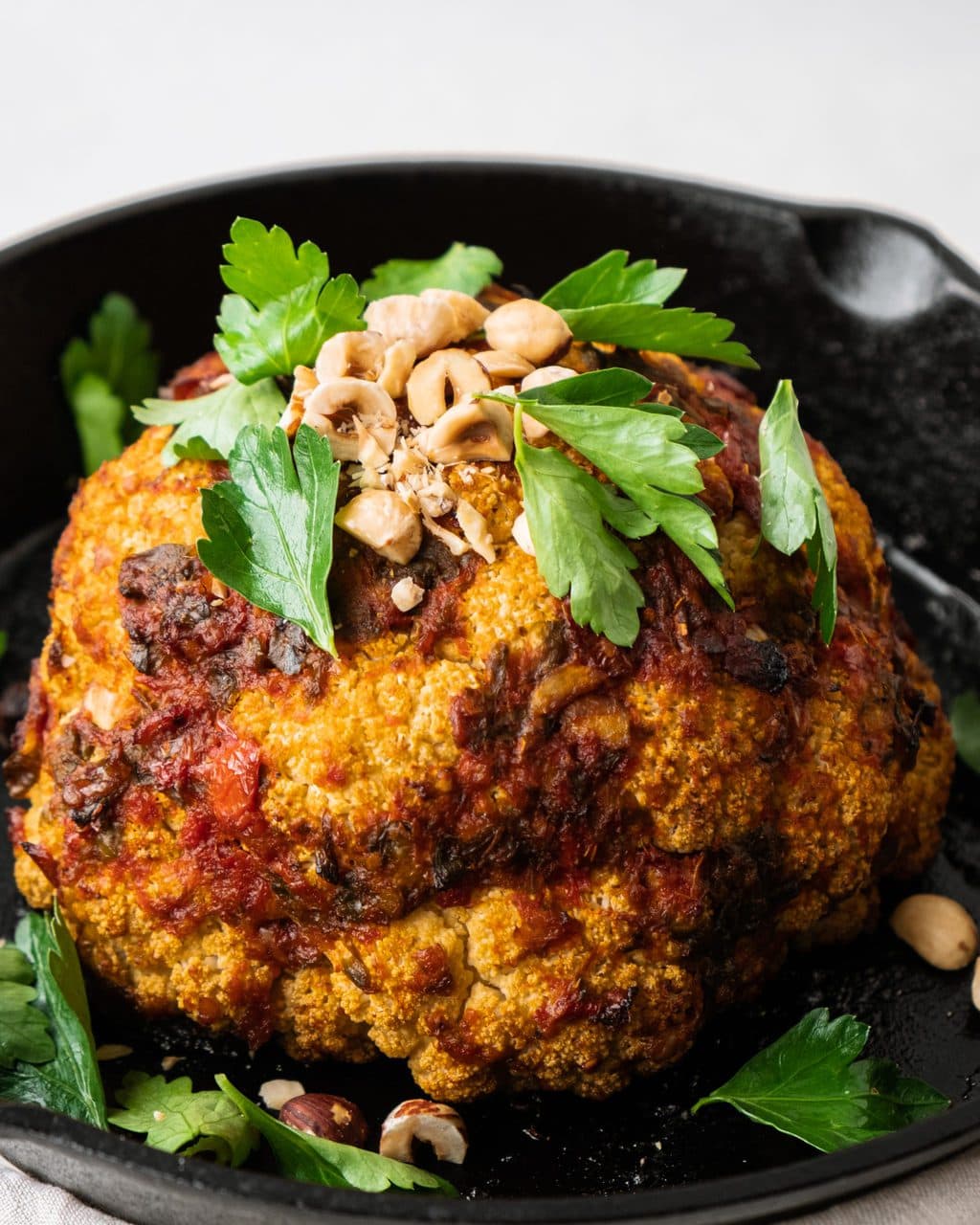 whole roasted cauliflower 45 angle