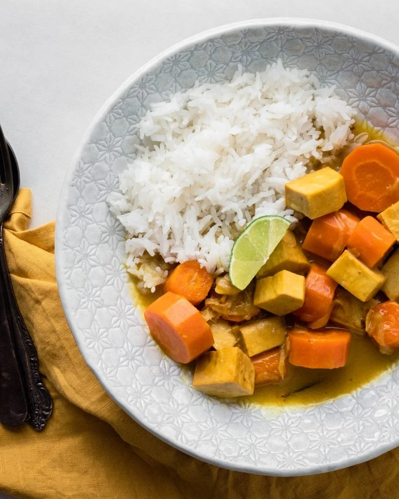 carrot coconut curry from above right side