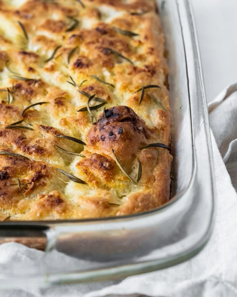 garlic rosemary focaccia 45 angle