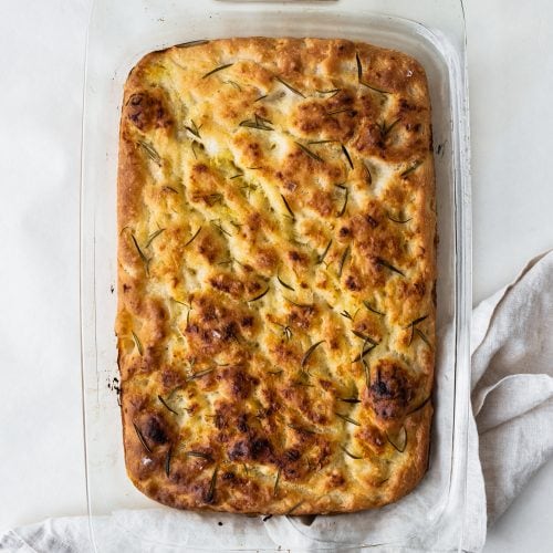 garlic rosemary focaccia above