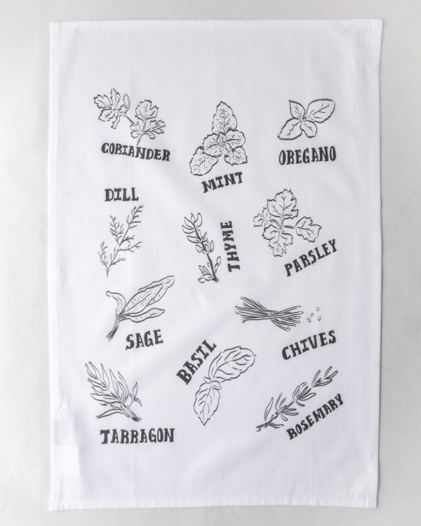 herb tea towel from above