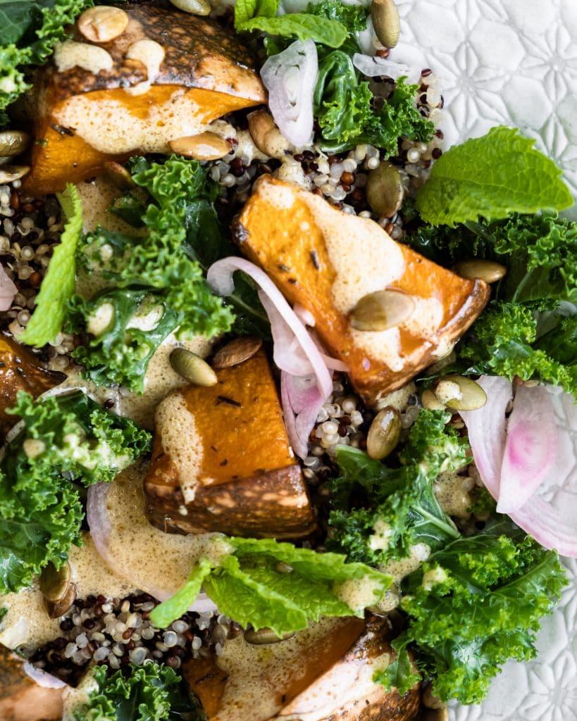 quinoa pumpkin salad close up