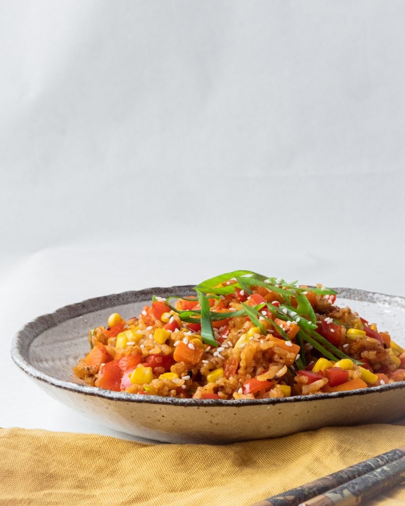 sichuan fried rice from side