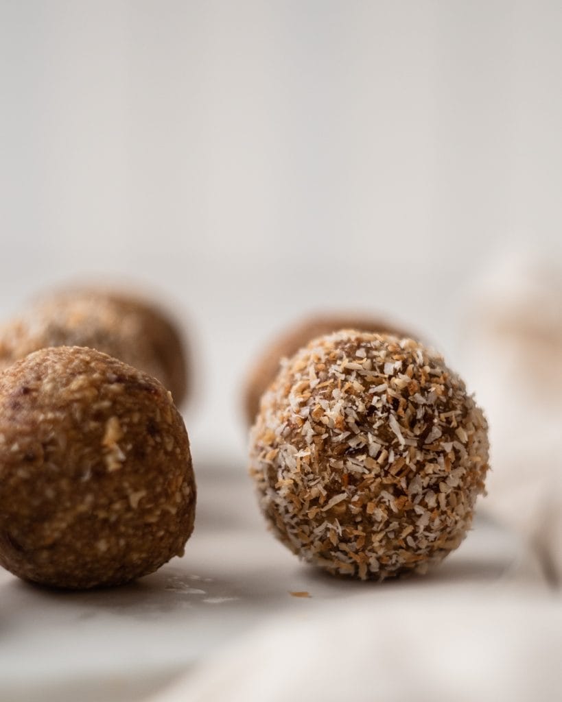 nutty energy balls from side