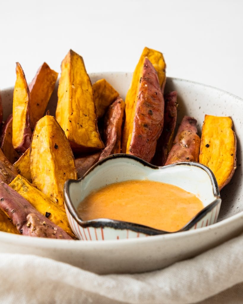 sweet potato wedges from side
