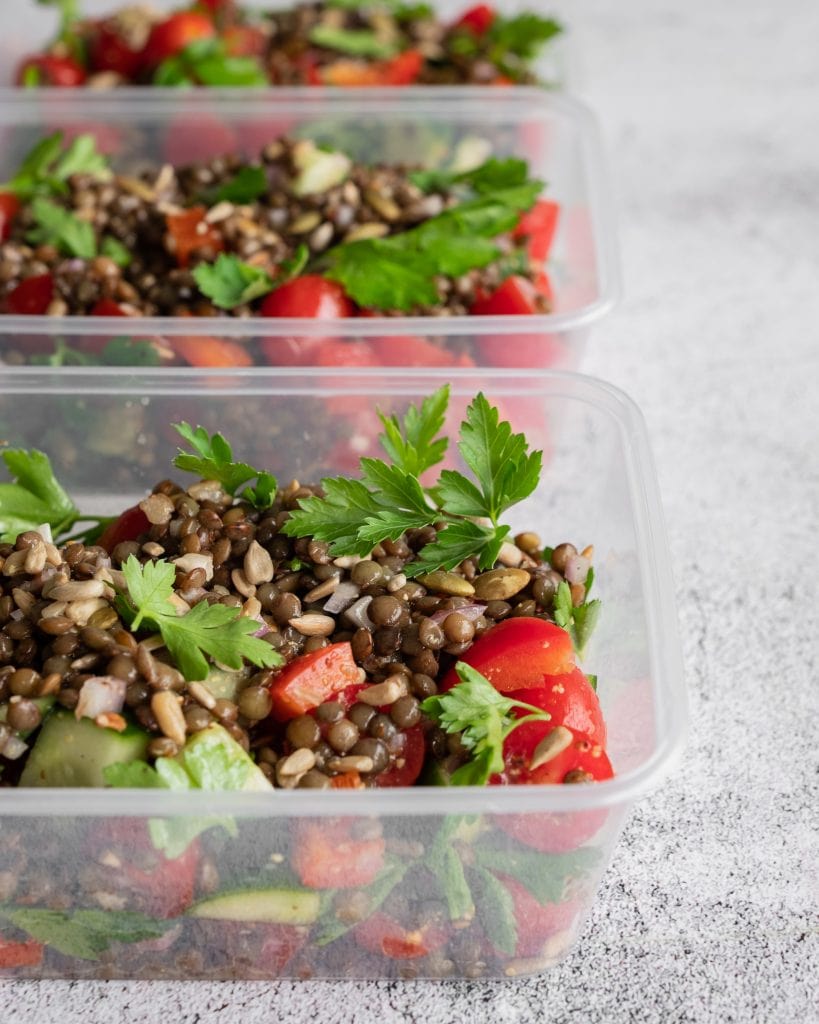 summer lentil salad side container