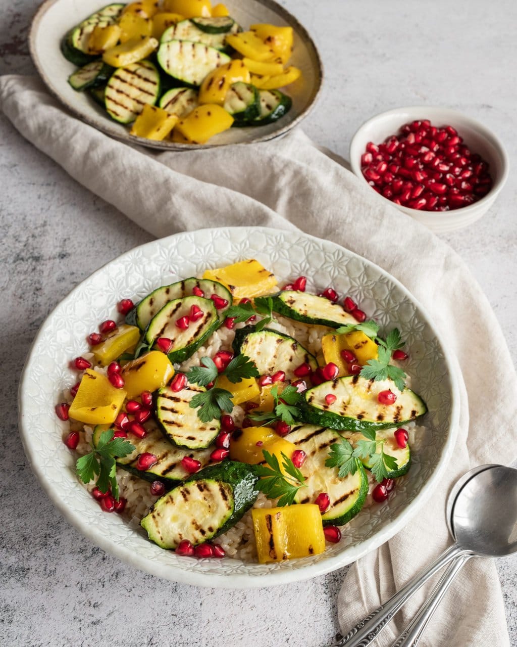 brown rice salad from 45 angle