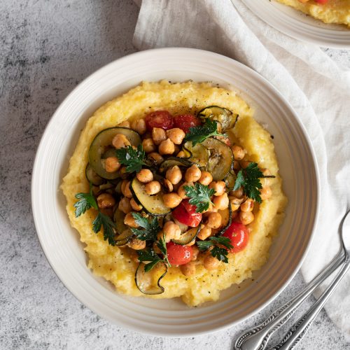 zucchini chickpea polenta from above