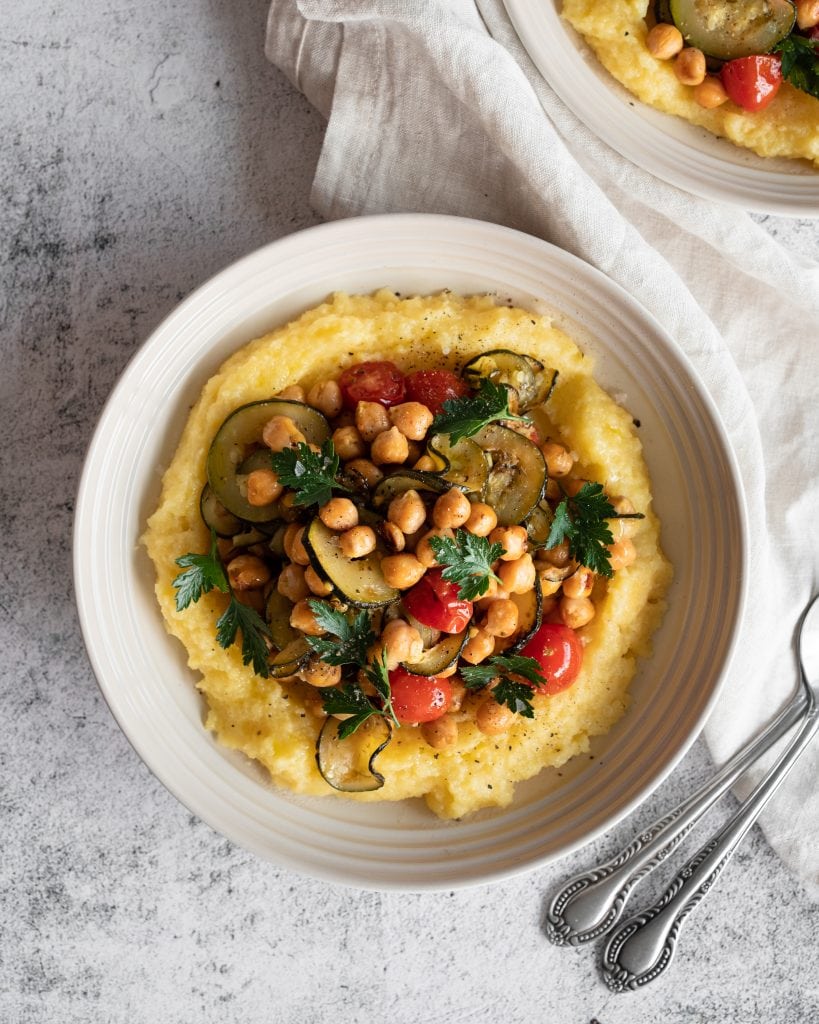 zucchini chickpea polenta from above